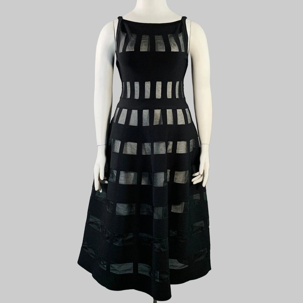 ALAIA Size L Black Viscose Blend Cut Out Sleeveless Midi Dress
